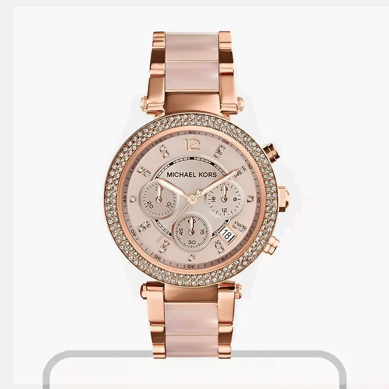 Michael Kors Parker Chronograph Blush Dial Ladies Watch- MK5896